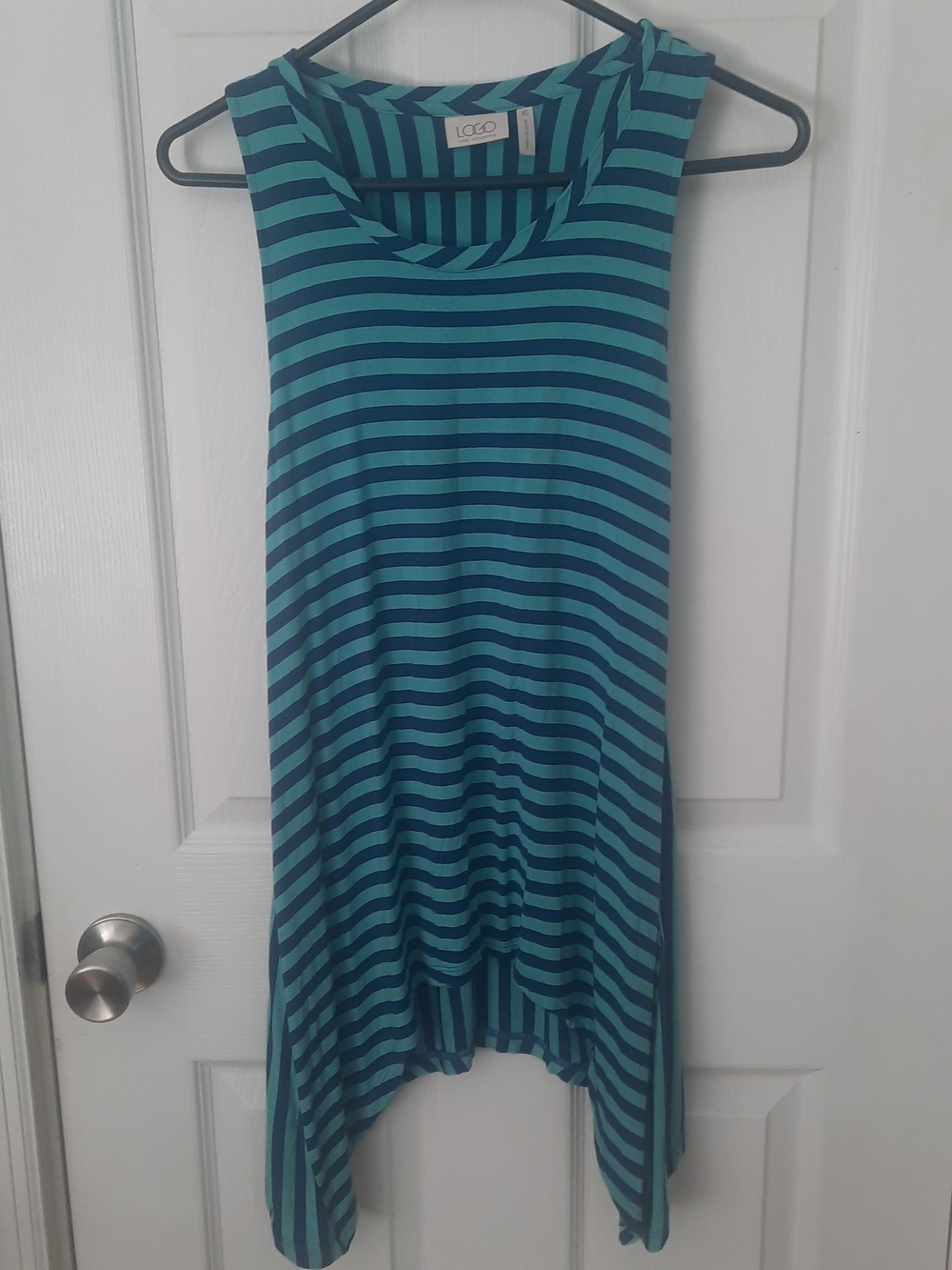 LOGO Blue and Teal Striped Sleeveless Tunic